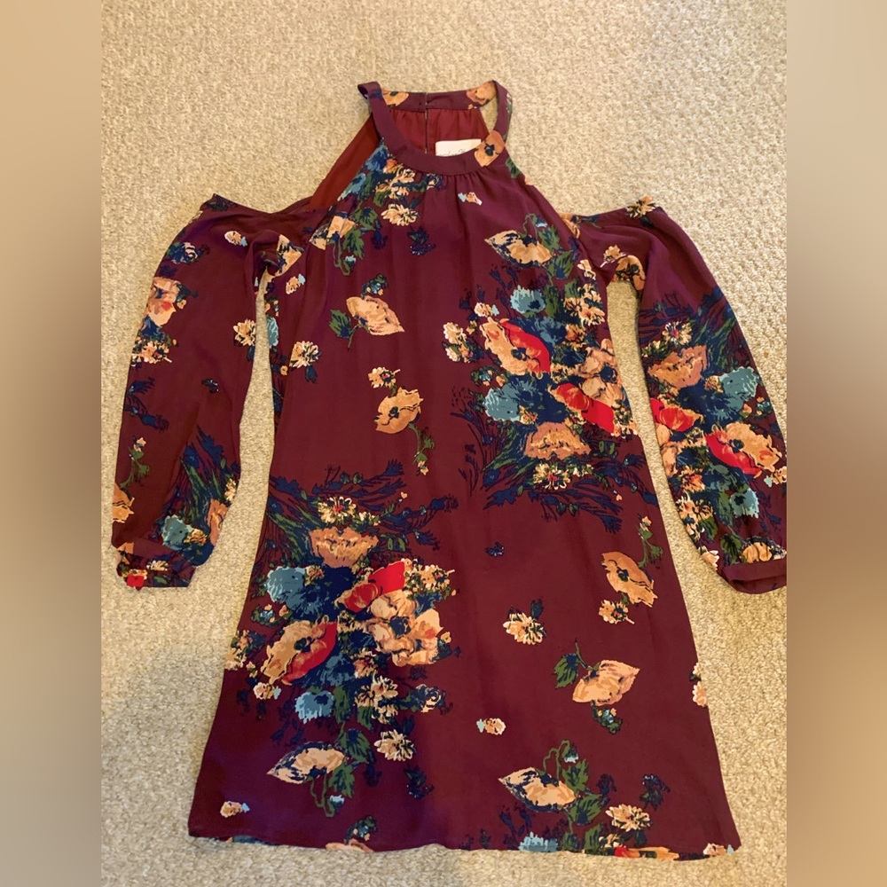 Charles Henry cold shoulder floral dress